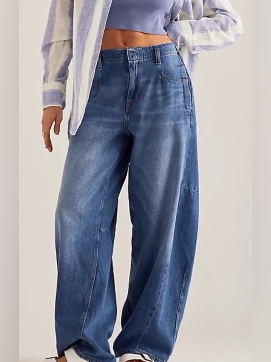 Pilcro Denim - Pilcro Wide-Leg Denim Jeans in Medium Blue